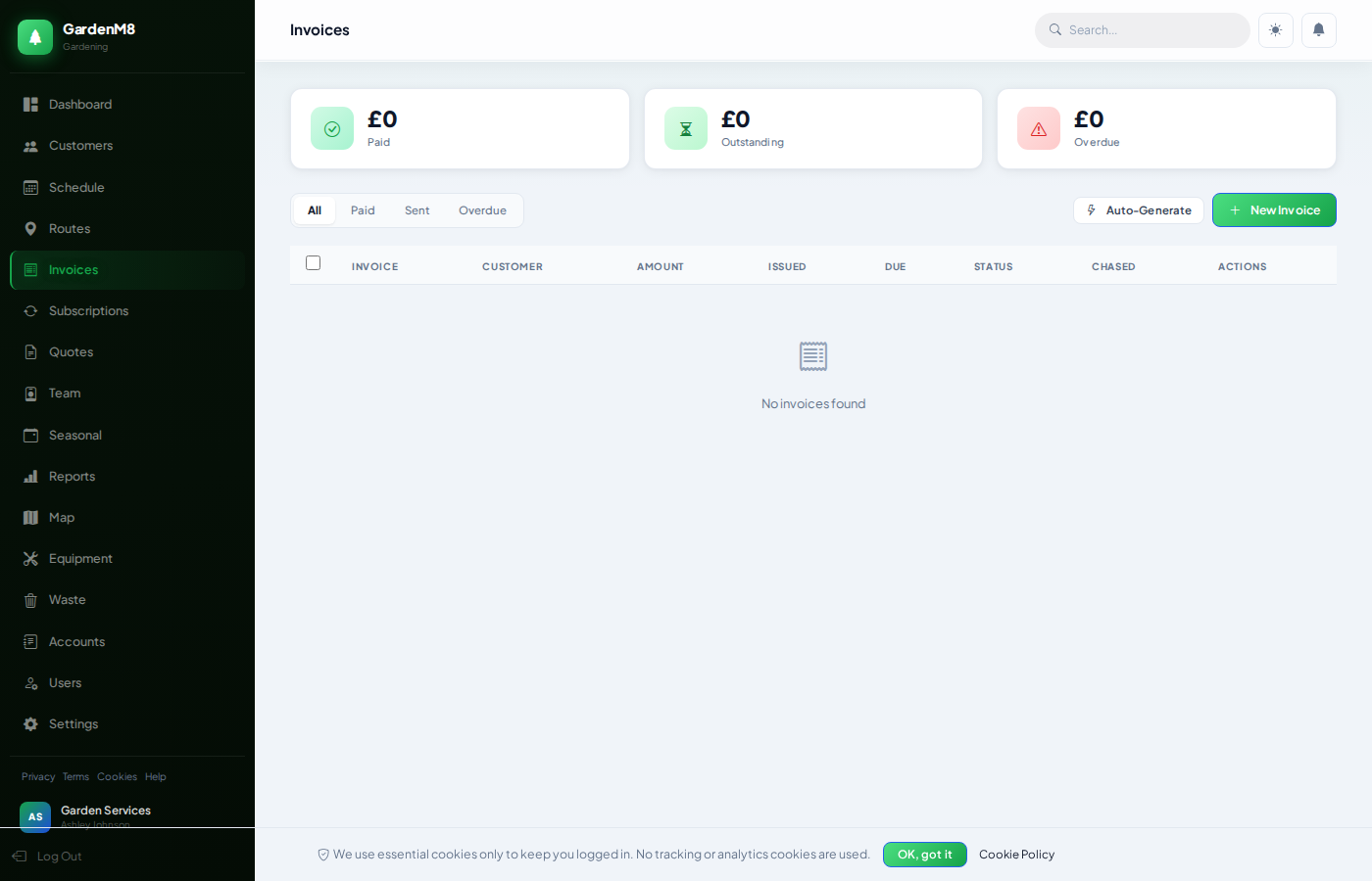 GardenM8 Invoices — one-click invoicing with Xero sync